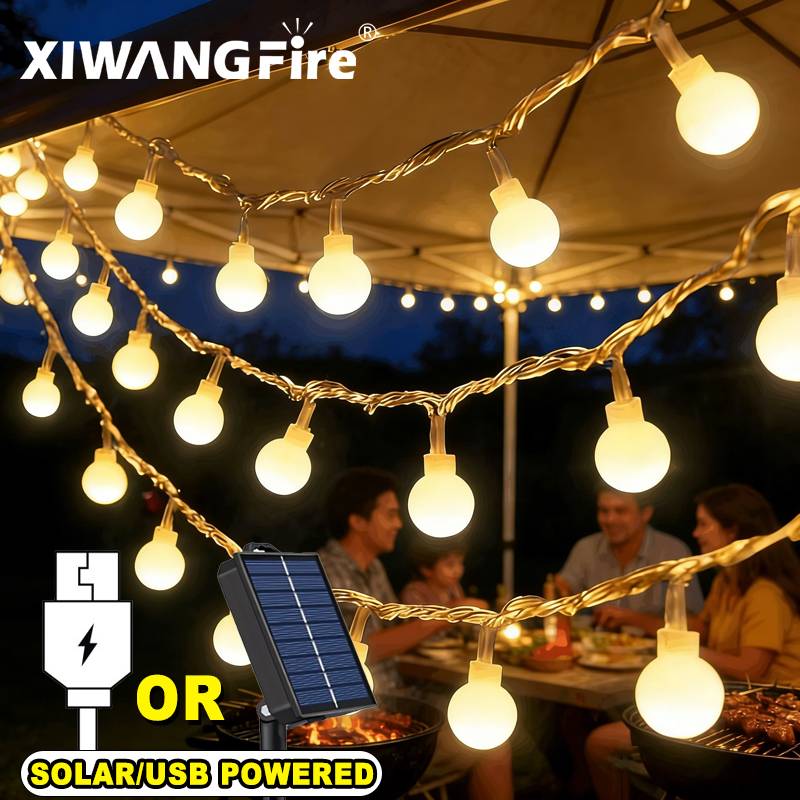Outdoor Lighting Garden - 3-10M Solar/USB/Battery String Lights, Fairy Globe