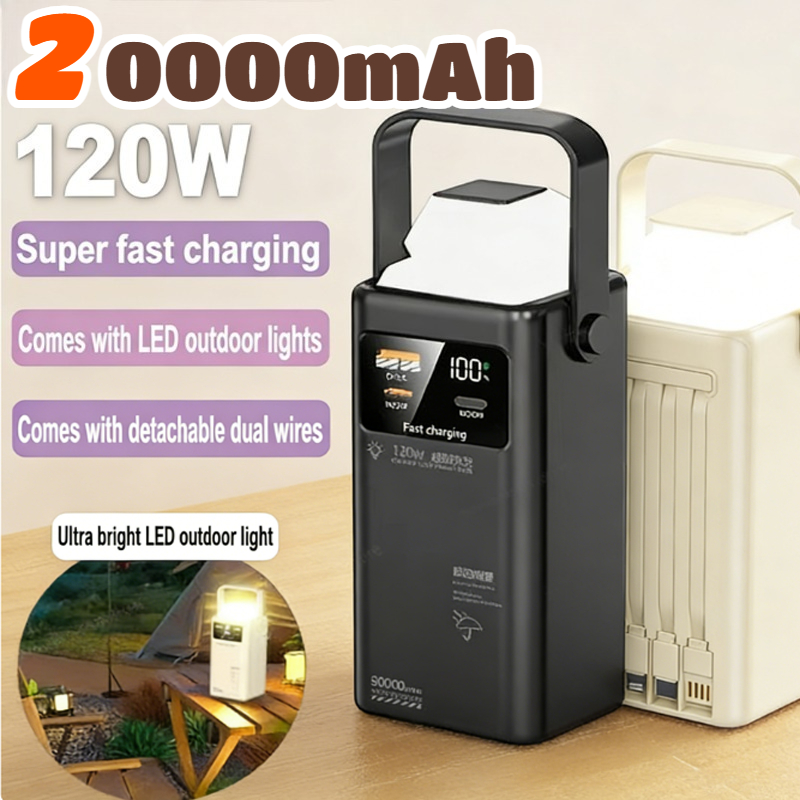 Outdoor Lighting Battery Operated - 120W Power Bank 200000mAh Large Capacity