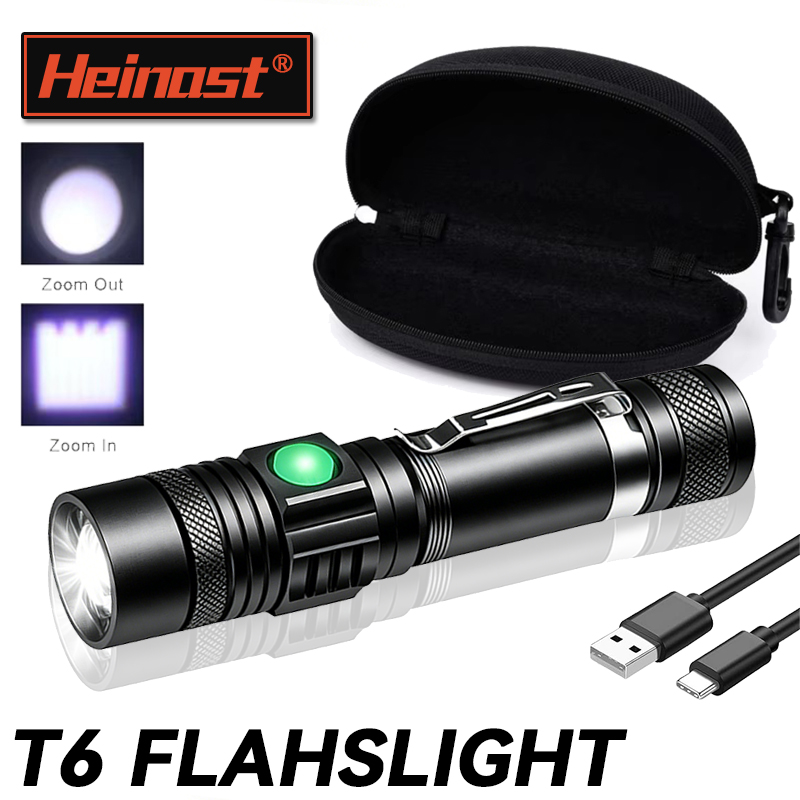 Outdoor Lighting Black - T6 LED Rechargeable Flashlight,18650 Zoomable Torch,