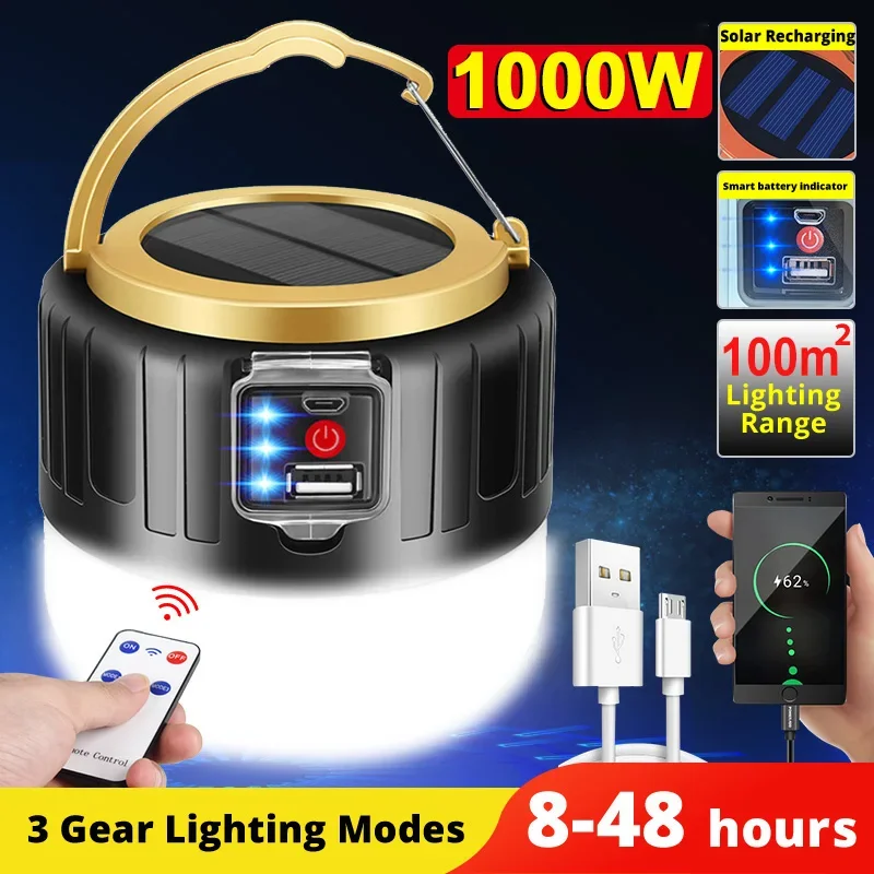Photocell Outdoor Lighting - LED Solar Camping Light Power Bank