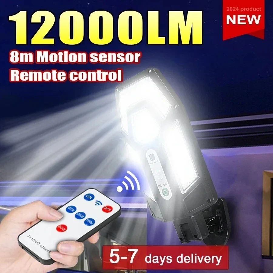 Photocell Outdoor Lighting - 12000LM Powerful Solar Wall Lamp with