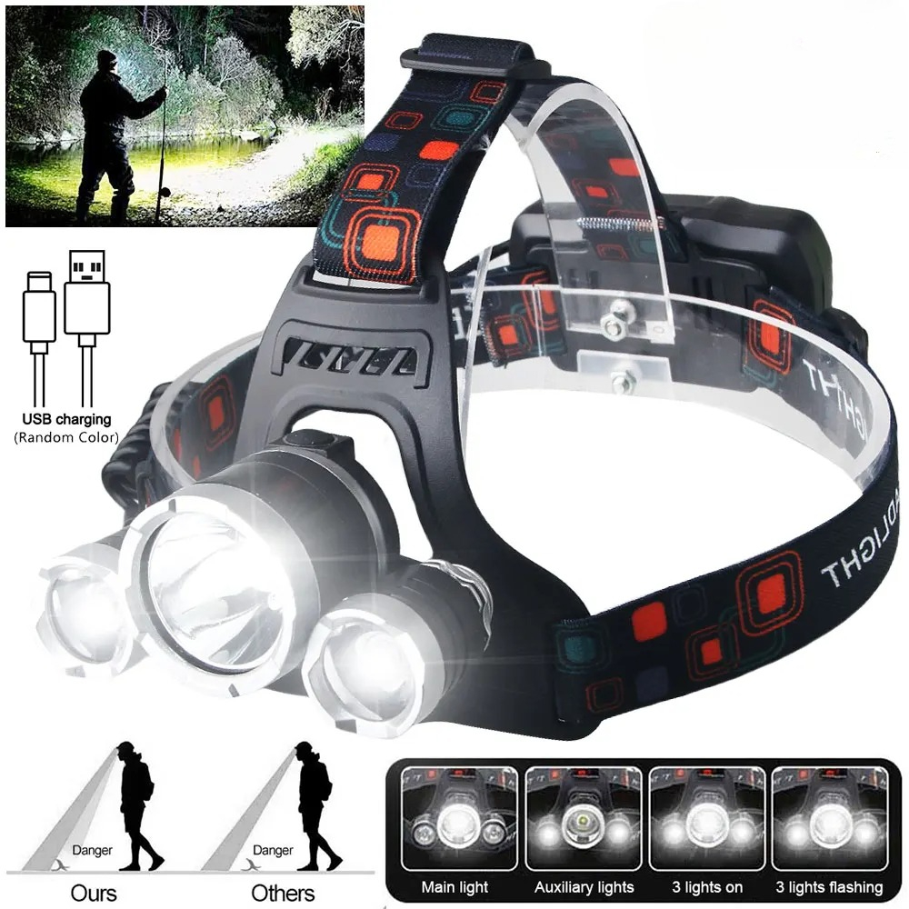 Outdoor Lighting Beacon - High Power LED Headlamp 18650 Rechargeable