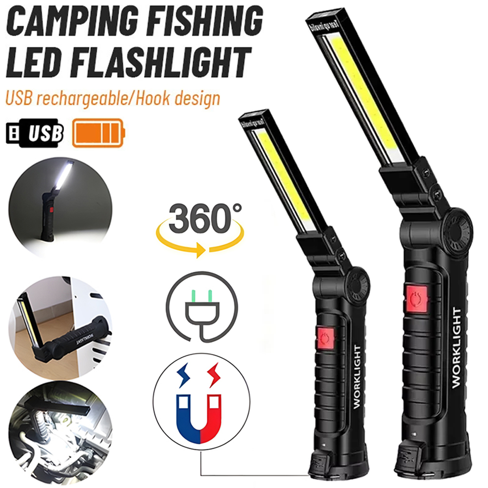 Outdoor Lighting Beacon - LED COB Flashlight USB Rechargeable Torch