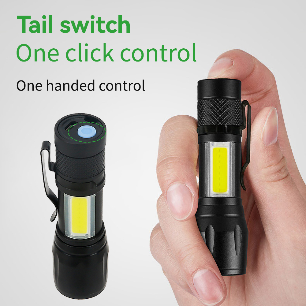 Mini LED Flashlight COB+XPE Po - đánh giá và giá Outdoor Lighting Black