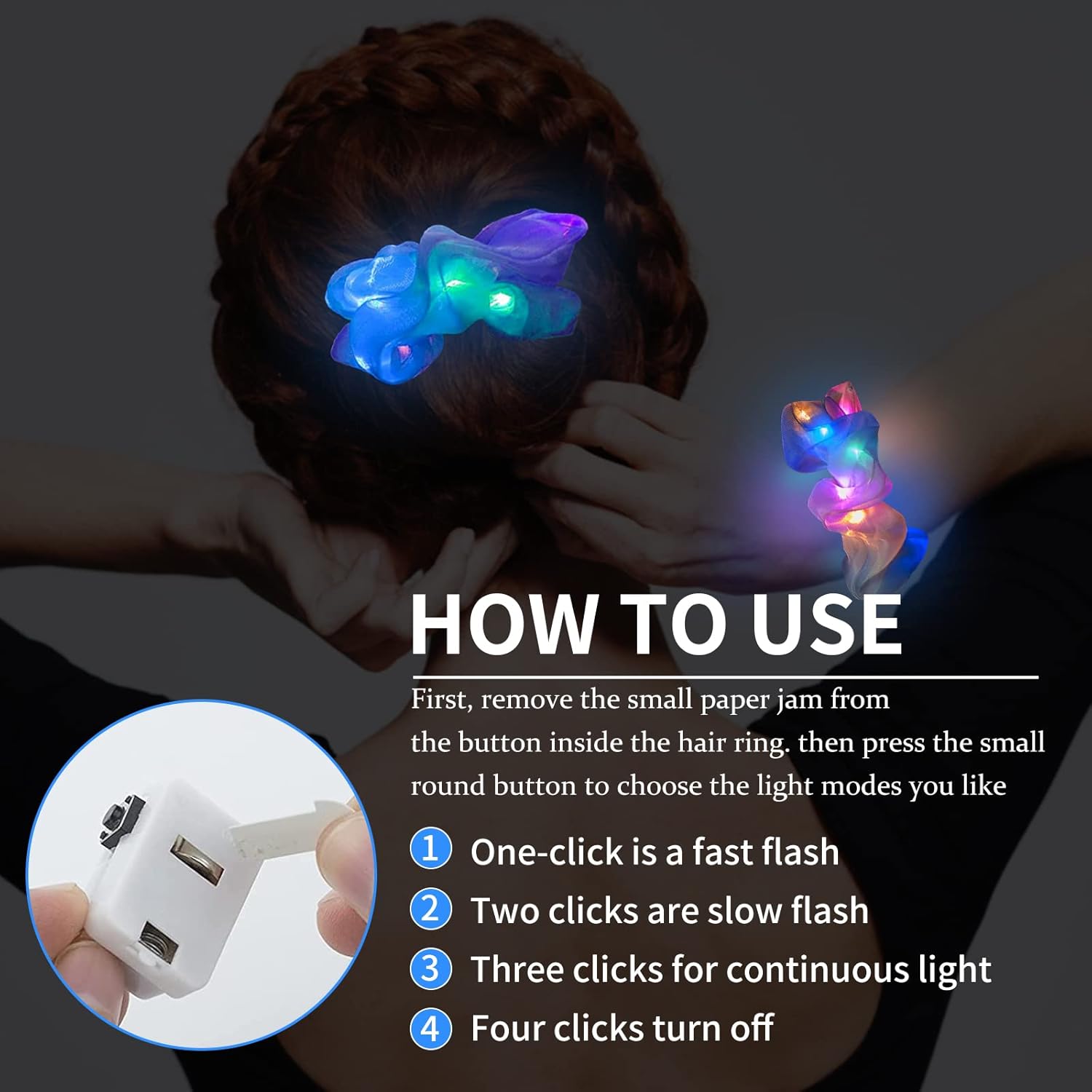 6pcs LED Scrunchies Hair Bands - đánh giá và giá Outdoor Lighting Effects