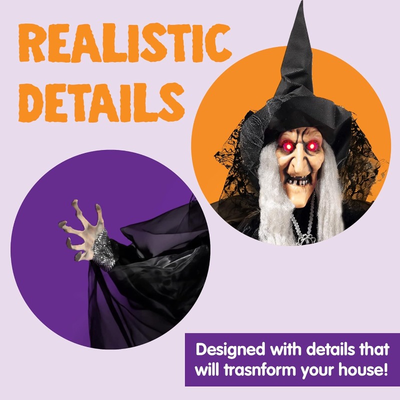 47'' Animated Witch Halloween  - đánh giá và giá Outdoor Lighting Effects