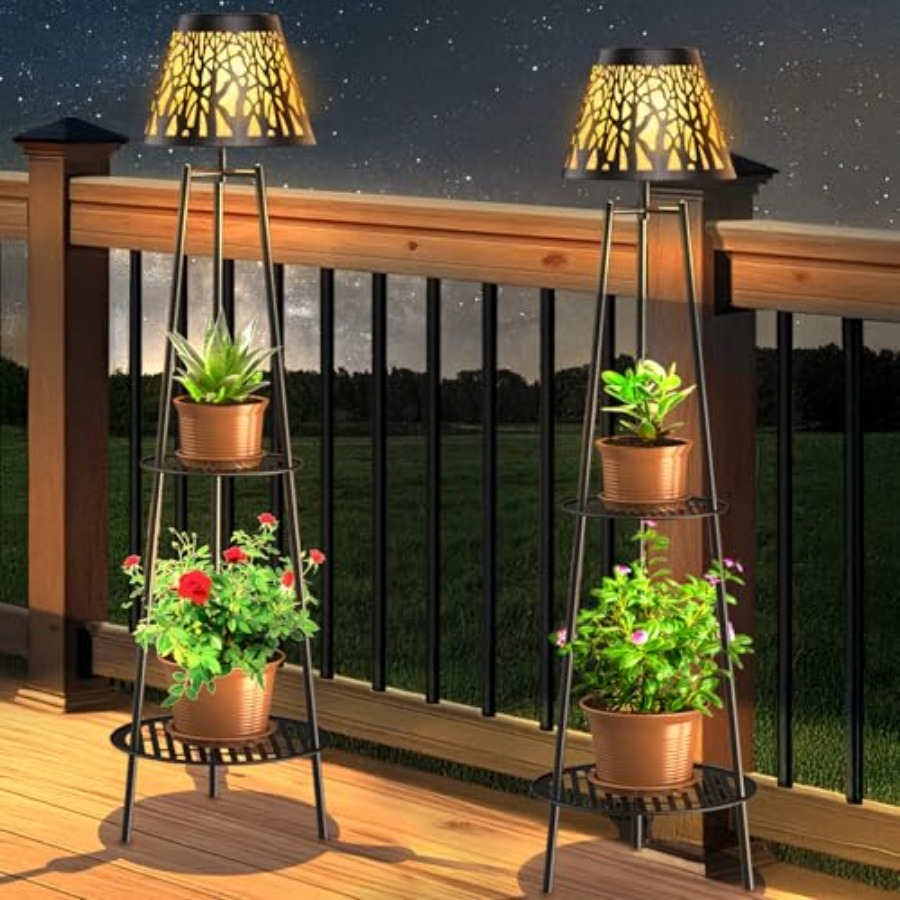 2 Pack Outdoor Solar Floor Lam - đánh giá và giá Outdoor Lighting Garden